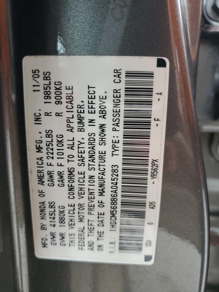 2006 Honda Accord Ex VIN: 1HGCM56886A045283 Lot: 64171695