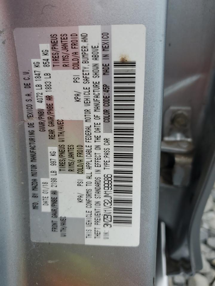 2018 Mazda 3 Touring VIN: 3MZBN1V32JM199986 Lot: 65173725