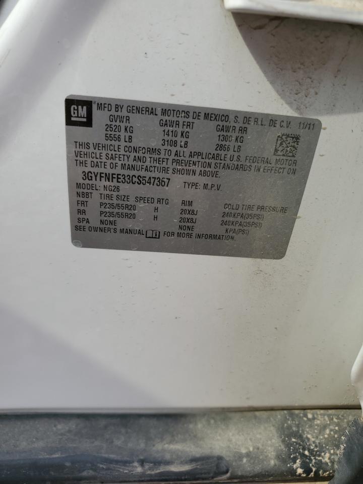 2012 Cadillac Srx Premium Collection VIN: 3GYFNFE33CS547367 Lot: 67122365