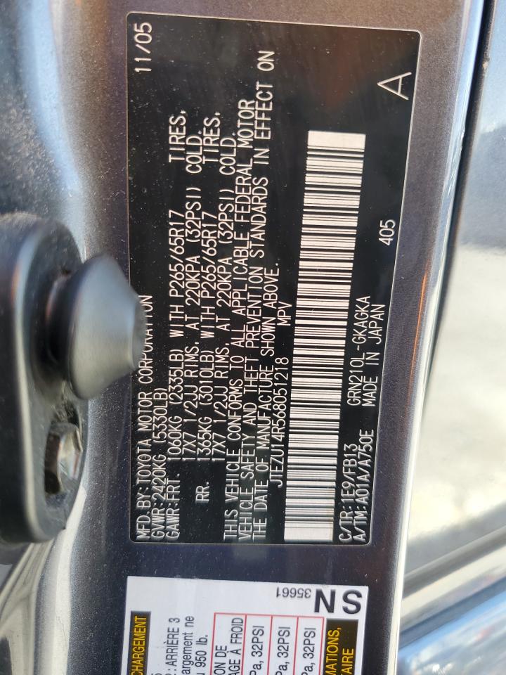 2006 Toyota 4Runner Sr5 VIN: JTEZU14R568051218 Lot: 64457705