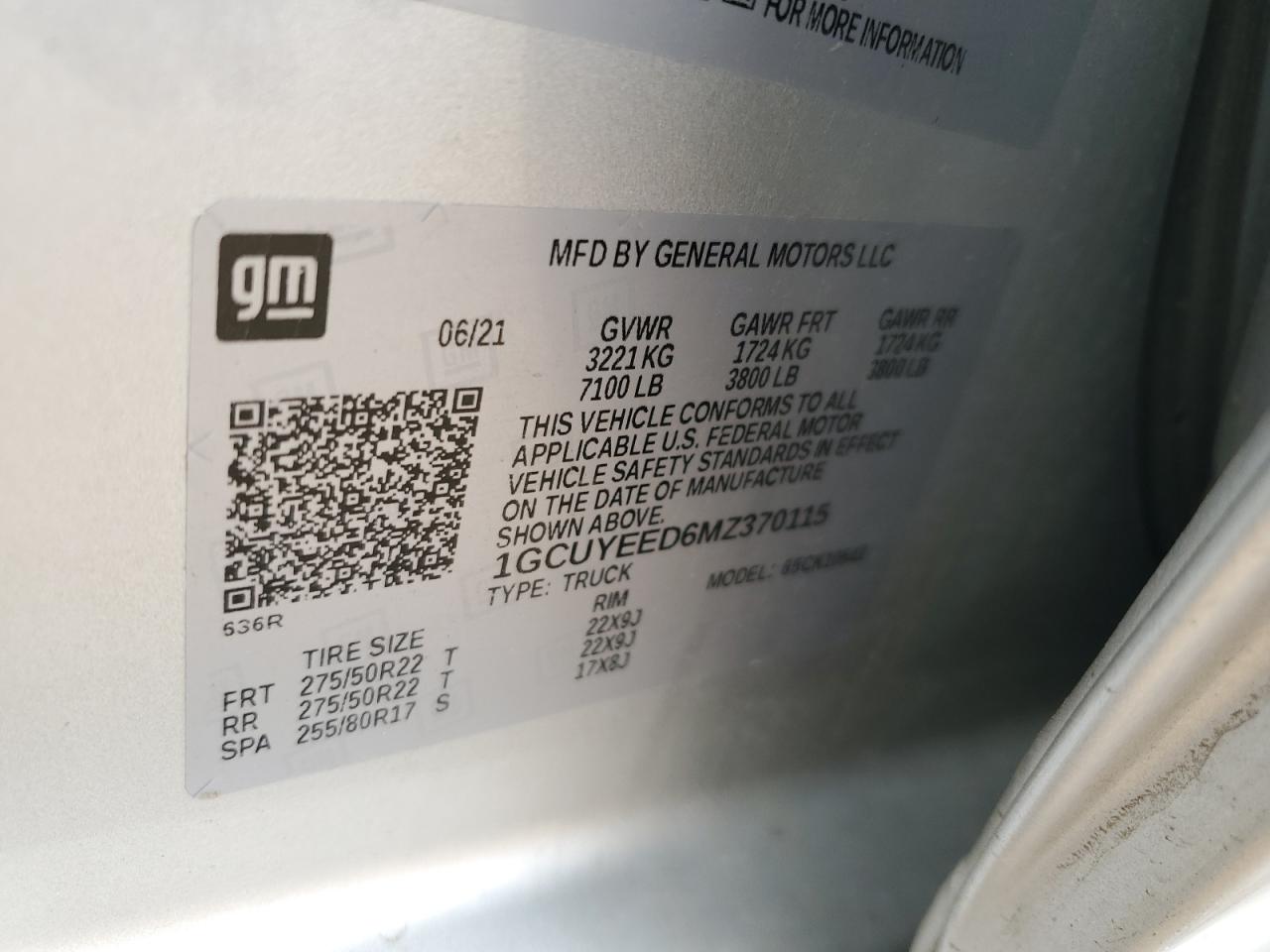 2021 Chevrolet Silverado K1500 Rst VIN: 1GCUYEED6MZ370115 Lot: 66959045