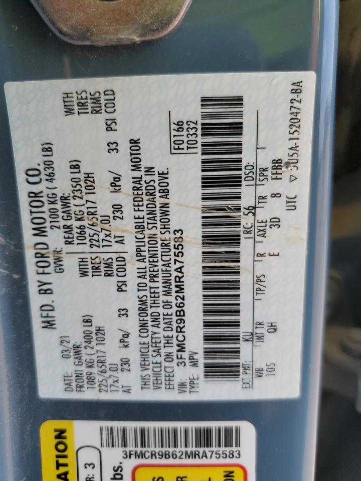 2021 Ford Bronco Sport Big Bend VIN: 3FMCR9B62MRA75583 Lot: 63816435
