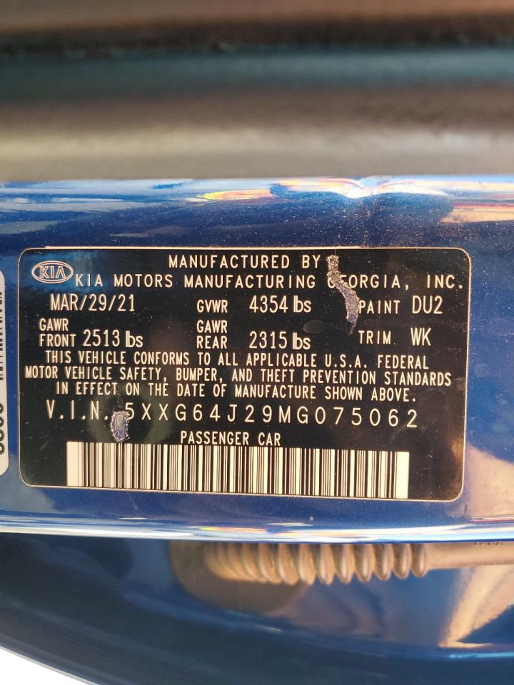 2021 Kia K5 Gt Line VIN: 5XXG64J29MG075062 Lot: 63313515