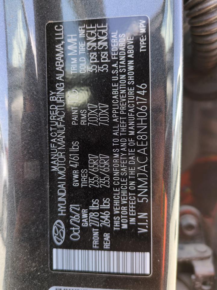 5nmjacae8nh061746 5NMJACAE8NH061746 2022 Hyundai Tucson Se