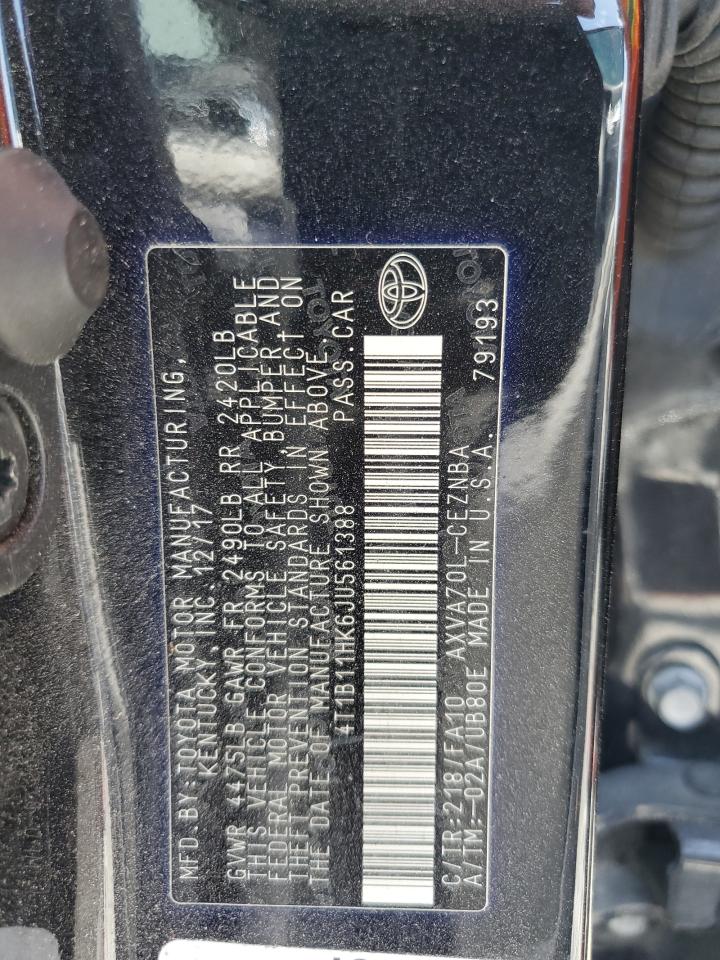 4T1B11HK6JU561388 2018 Toyota Camry L