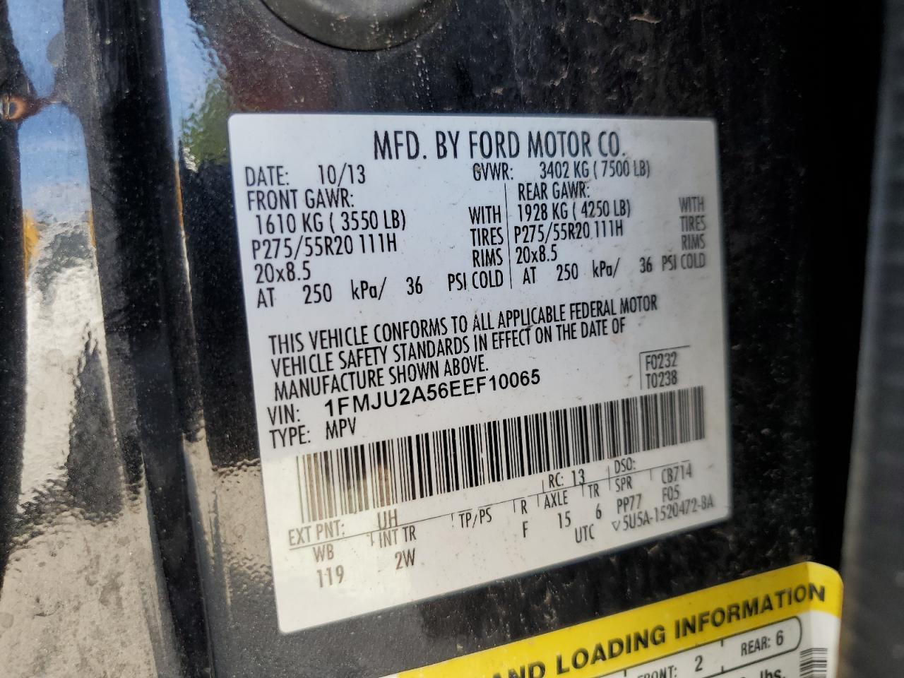 2014 Ford Expedition Limited VIN: 1FMJU2A56EEF10065 Lot: 43232996