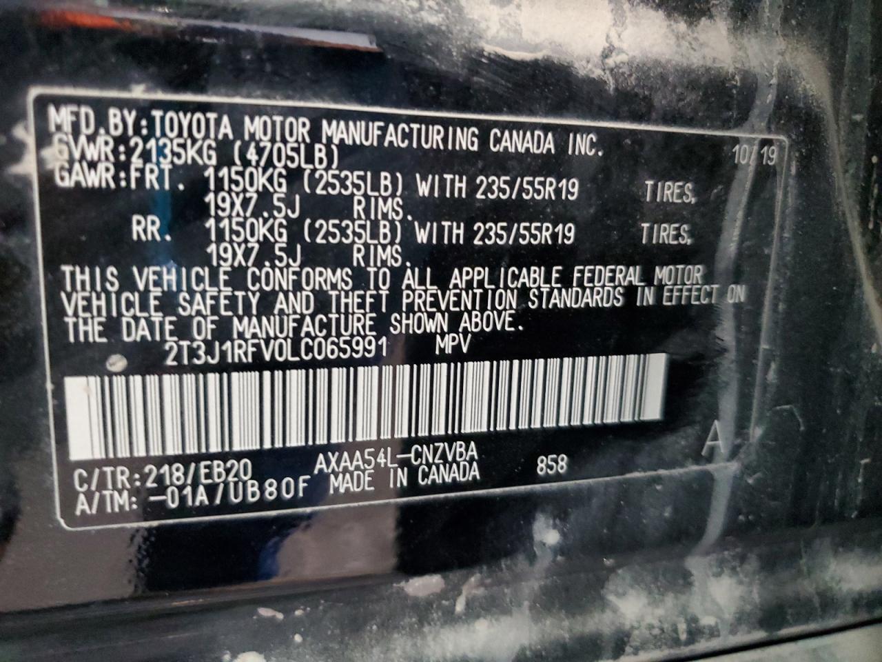 2020 Toyota Rav4 Adventure VIN: 2T3J1RFV0LC065991 Lot: 63505525