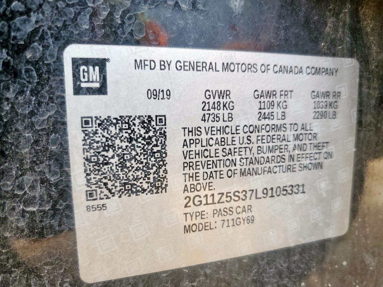 2020 Chevrolet Impala Lt VIN: 2G11Z5S37L9105331 Lot: 64905605