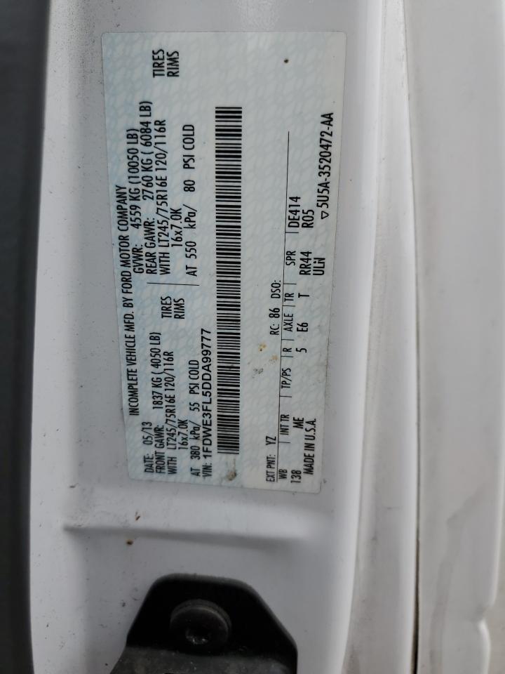 2013 Ford Econoline E350 Super Duty Cutaway Van VIN: 1FDWE3FL5DDA99777 Lot: 65597875