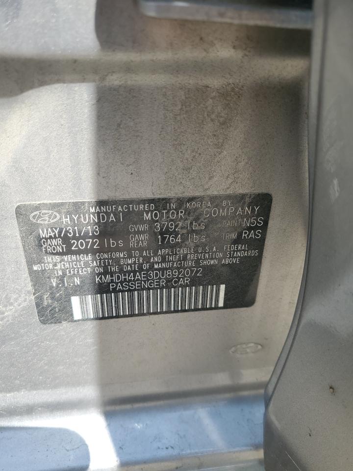 2013 Hyundai Elantra Gls VIN: KMHDH4AE3DU892072 Lot: 66383195