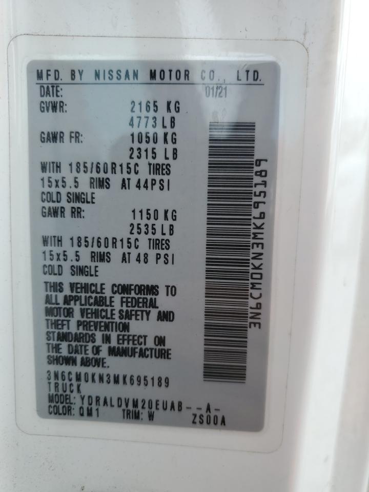 2021 Nissan Nv200 2.5S VIN: 3N6CM0KN3MK695189 Lot: 62714085
