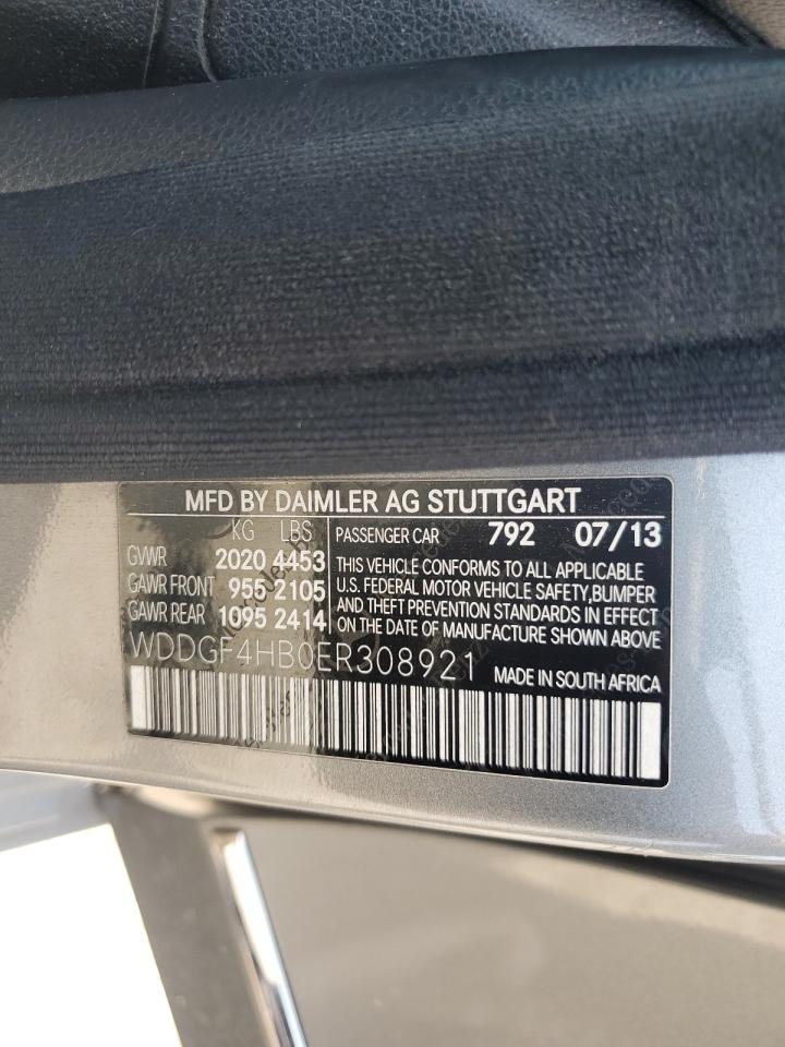 2014 Mercedes-Benz C 250 VIN: WDDGF4HB0ER308921 Lot: 64639595