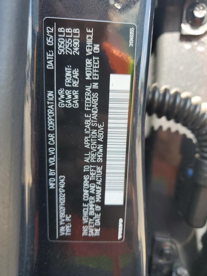 2013 Volvo S60 T6 VIN: YV1902FH2D2174043 Lot: 64599995
