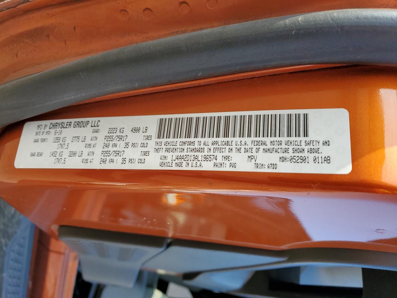 2010 Jeep Wrangler Sport VIN: 1J4AA2D13AL196574 Lot: 64453755