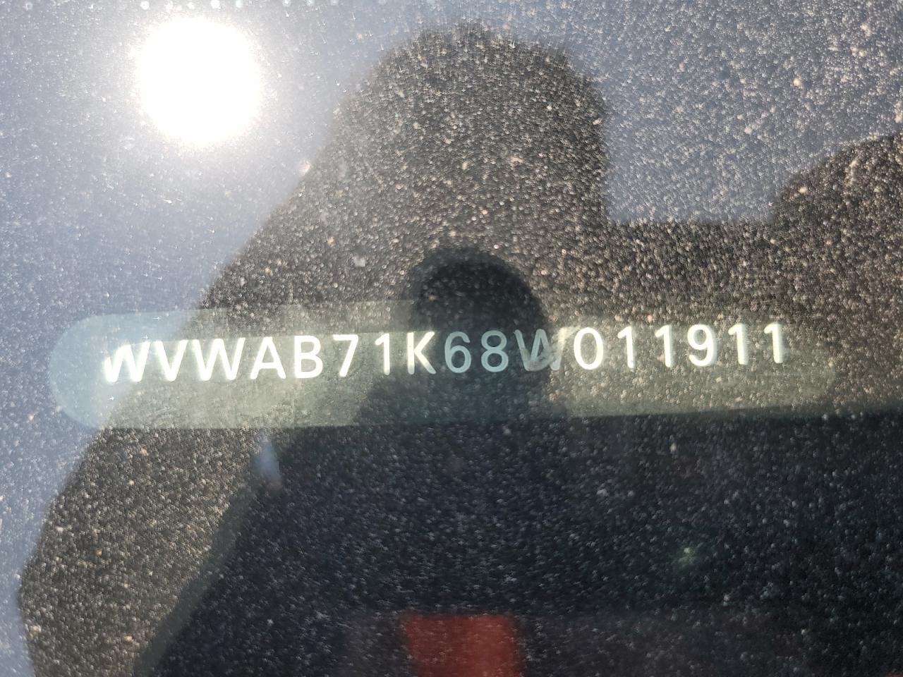 2008 Volkswagen Rabbit VIN: WVWAB71K68W011911 Lot: 66348235