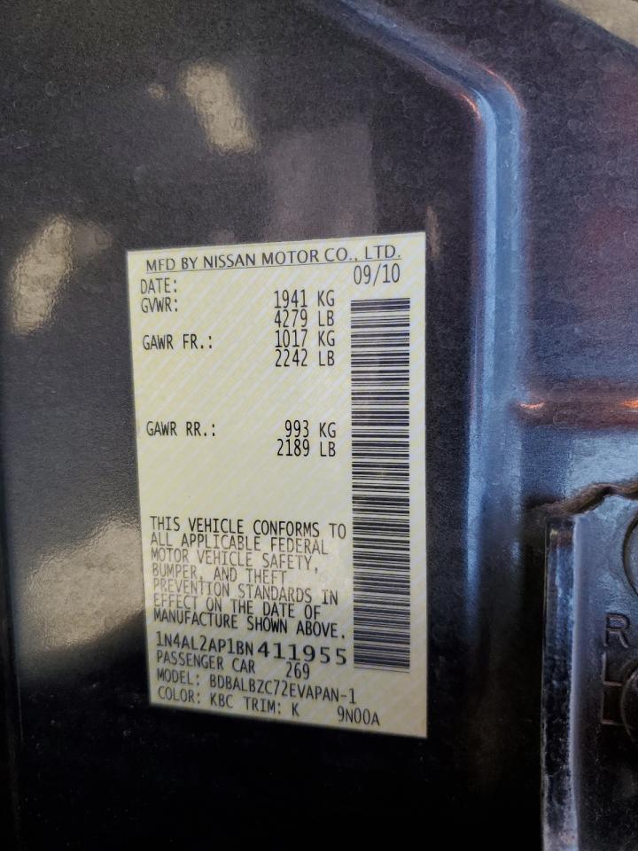 2011 Nissan Altima Base VIN: 1N4AL2AP1BN411955 Lot: 64880415
