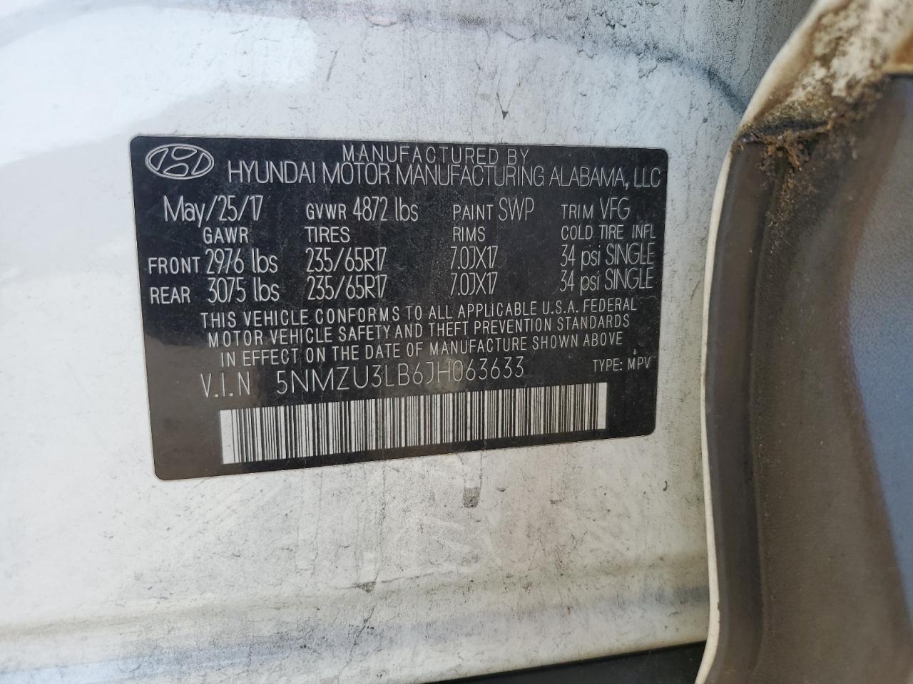 2018 Hyundai Santa Fe Sport VIN: 5NMZU3LB6JH063633 Lot: 65163425