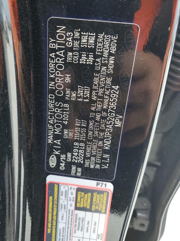 2016 Kia Soul + VIN: KNDJP3A52G7365924 Lot: 64603985