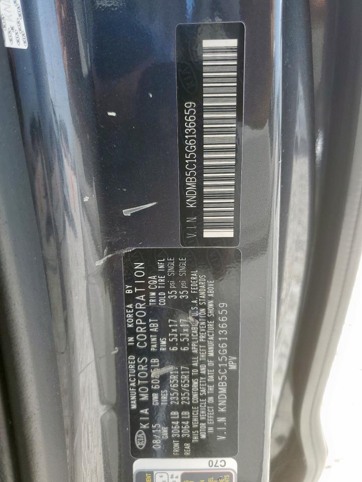 2016 Kia Sedona Lx VIN: KNDMB5C15G6136659 Lot: 63961095