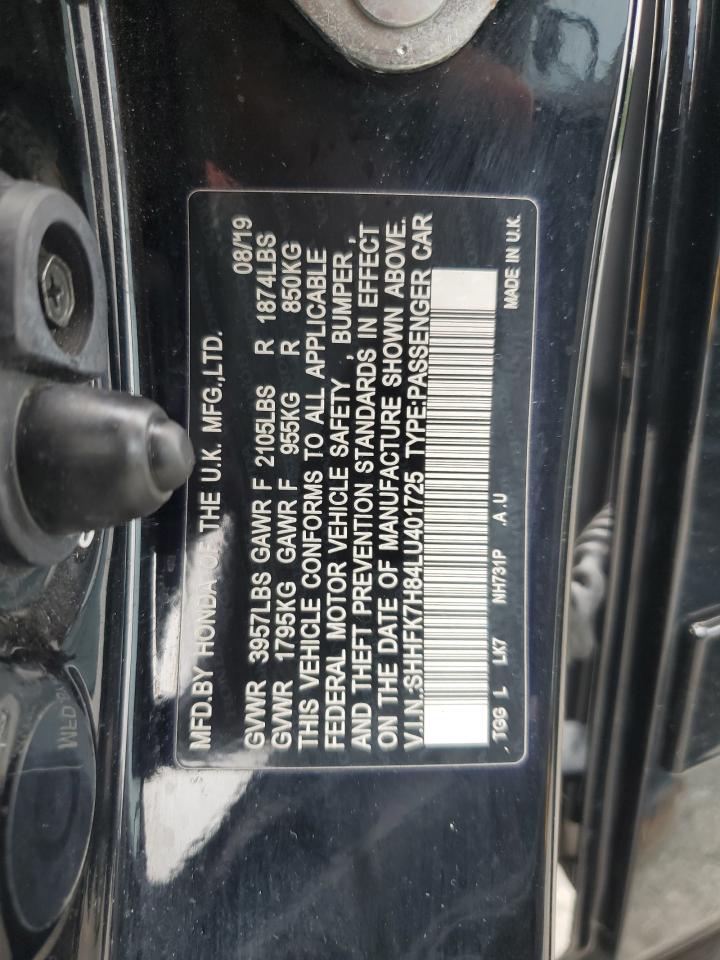 2020 Honda Civic Exl VIN: SHHFK7H84LU401725 Lot: 65147515