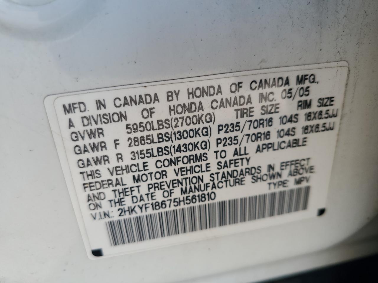 2007 Honda Pilot Exl VIN: 2HKYF18587H527840 Lot: 63327385