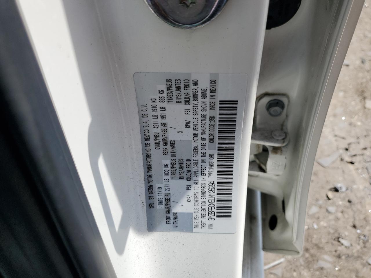 2020 Mazda 3 Select VIN: 3MZBPBCM6LM126294 Lot: 64984065