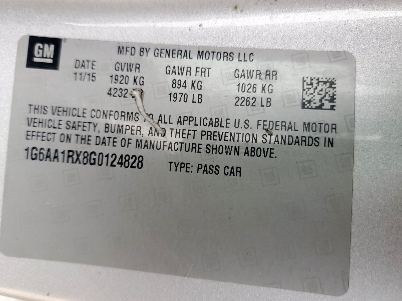 2016 Cadillac Ats VIN: 1G6AA1RX8G0124828 Lot: 65058105