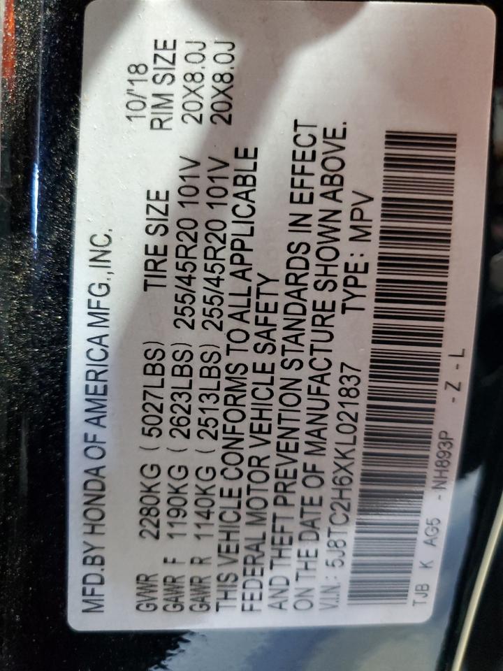 5j8tc2h6xkl021837 5J8TC2H6XKL021837 2019 Acura Rdx A-Spec