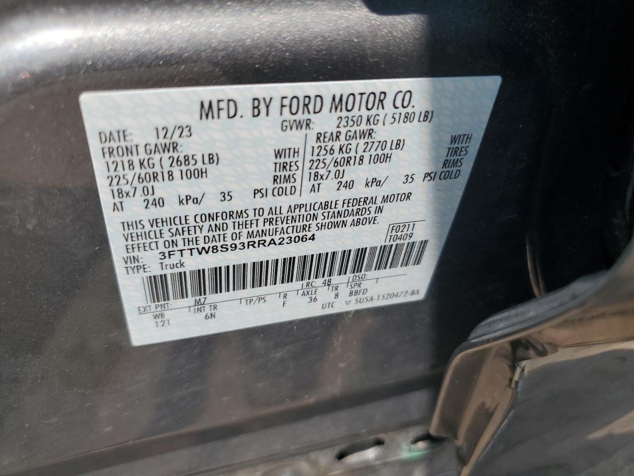 3fttw8s93rra23064 3FTTW8S93RRA23064 2024 Ford Maverick Lariat