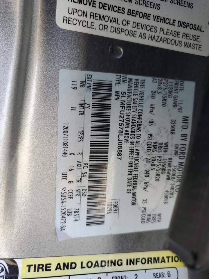 5lmfu27578lj08887 5LMFU27578LJ08887 2008 Lincoln Navigator