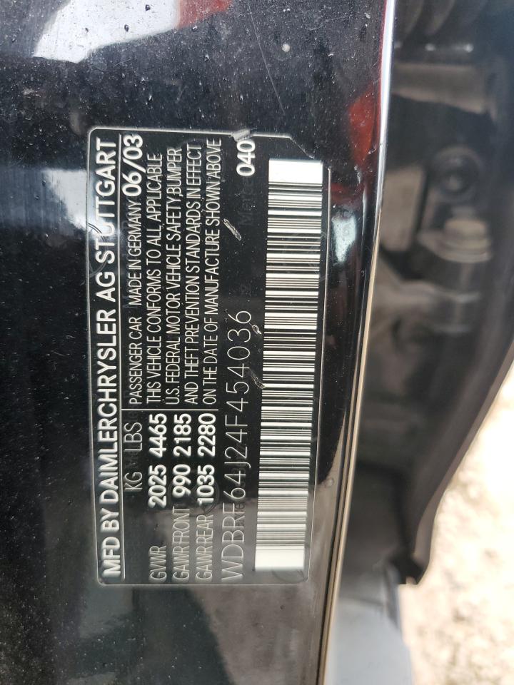 2004 Mercedes-Benz C 320 VIN: WDBRF64J24F454036 Lot: 65358675