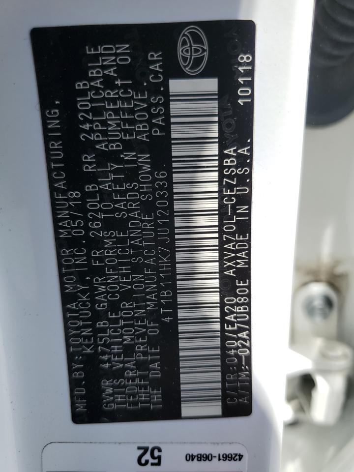 4T1B11HK7JU120336 2018 Toyota Camry L