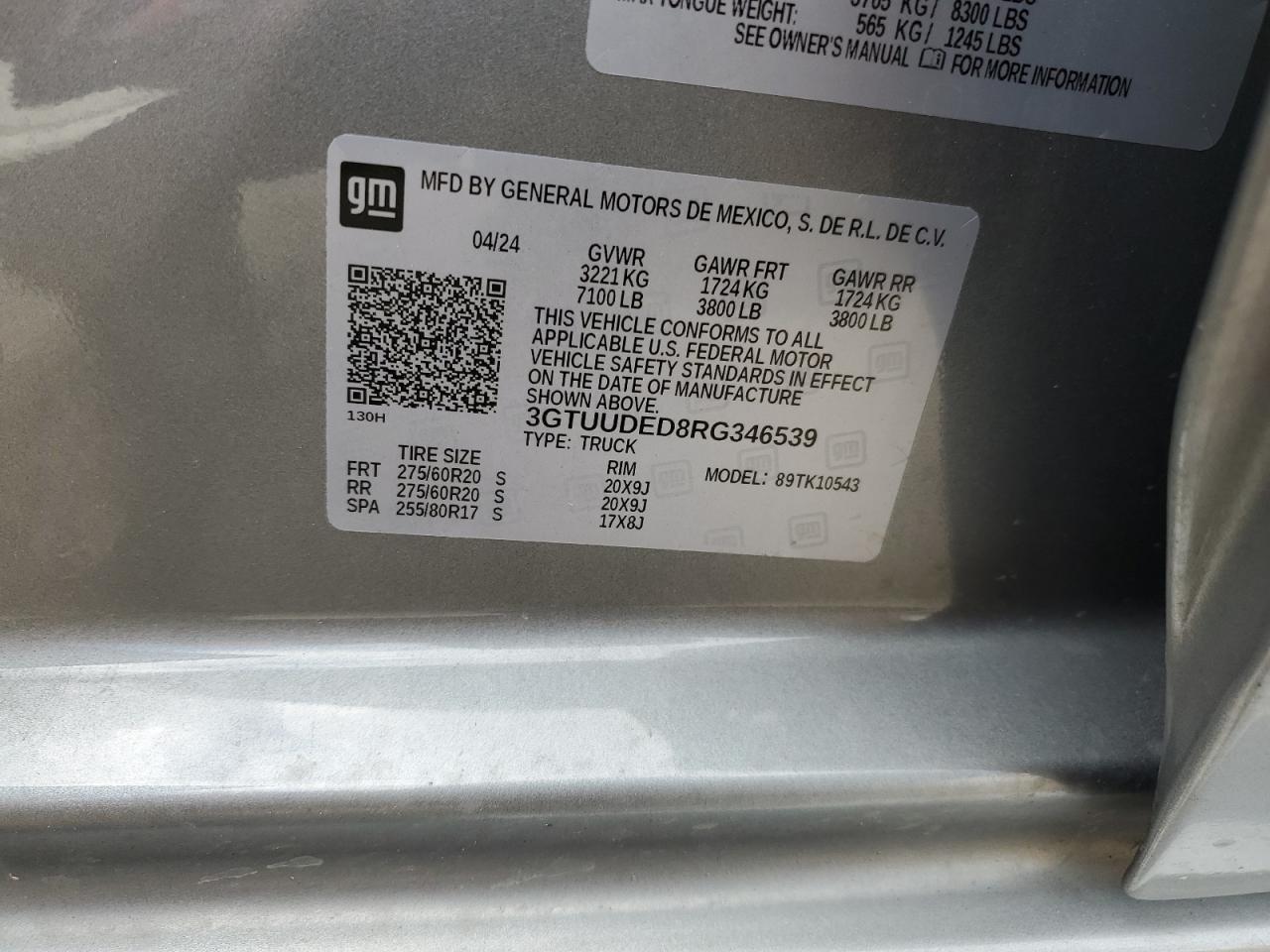3gtuuded8rg346539 3GTUUDED8RG346539 2024 GMC Sierra K1500 Slt