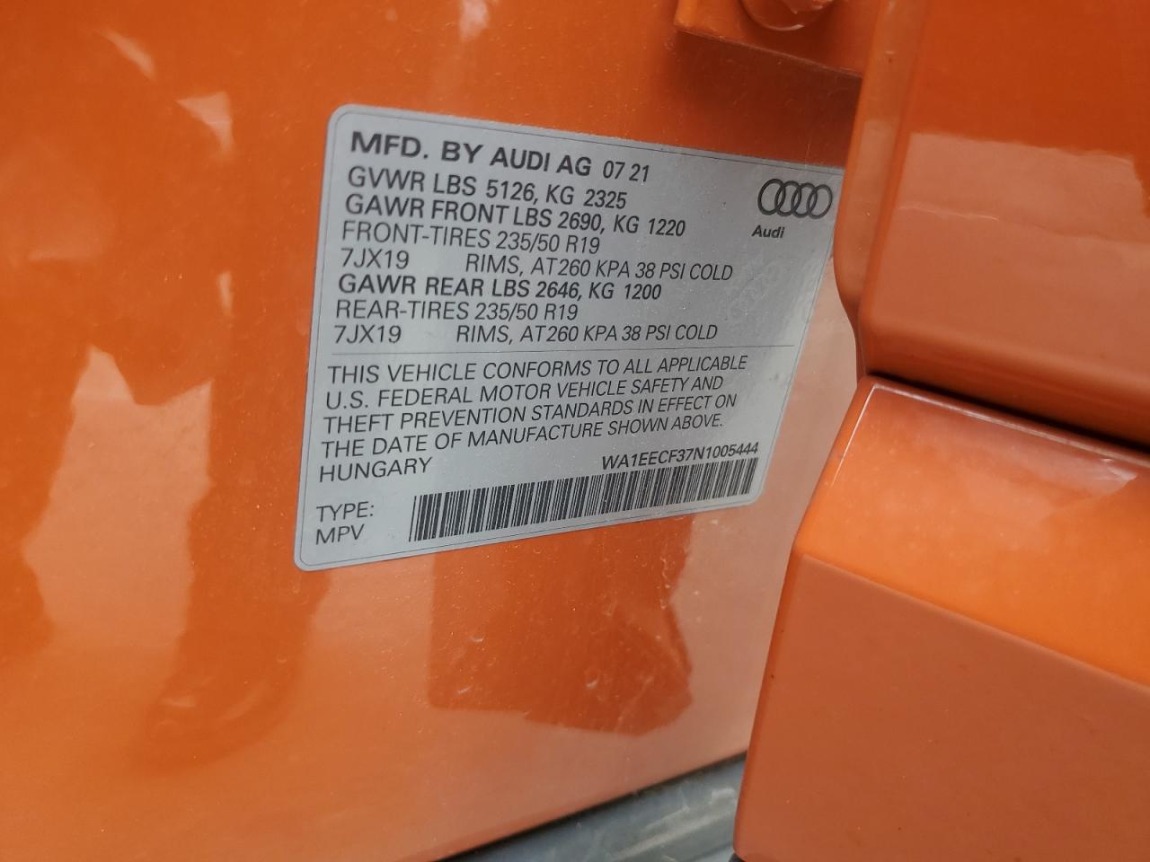 2022 Audi Q3 Premium Plus S Line 45 VIN: WA1EECF37N1005444 Lot: 61133195