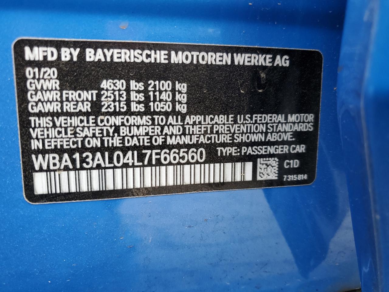 2020 BMW M235Xi VIN: WBA13AL04L7F66560 Lot: 60917545