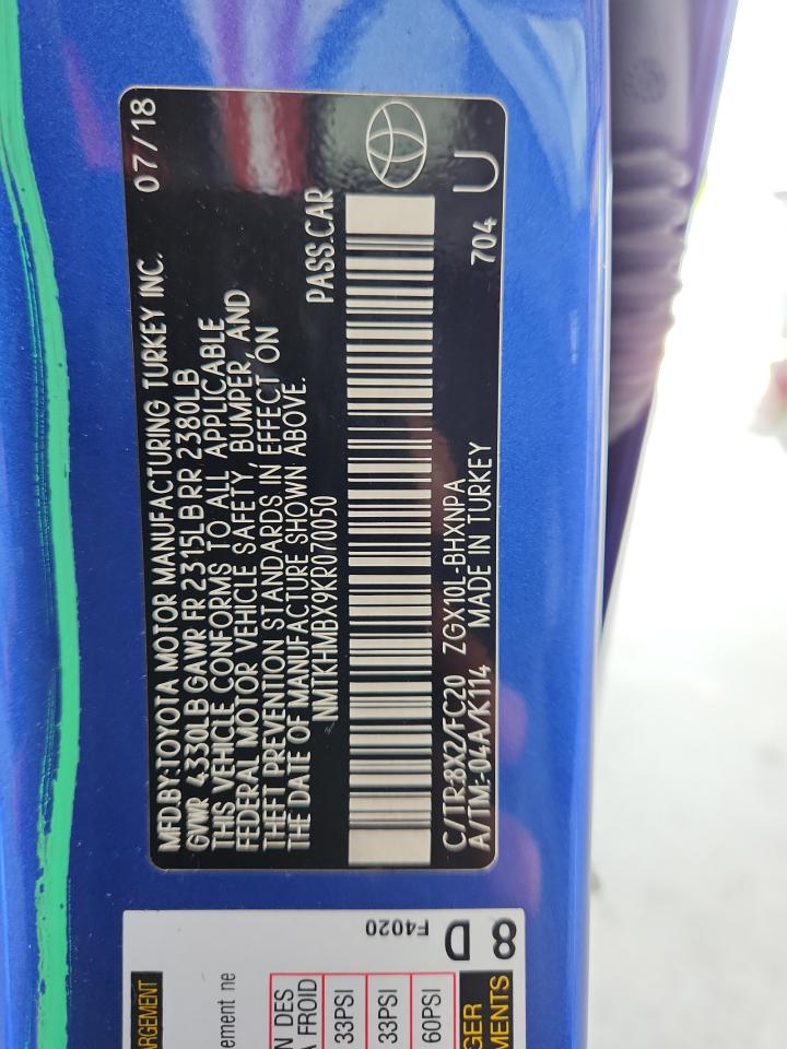 2019 Toyota C-Hr Xle VIN: NMTKHMBX9KR070050 Lot: 65406095