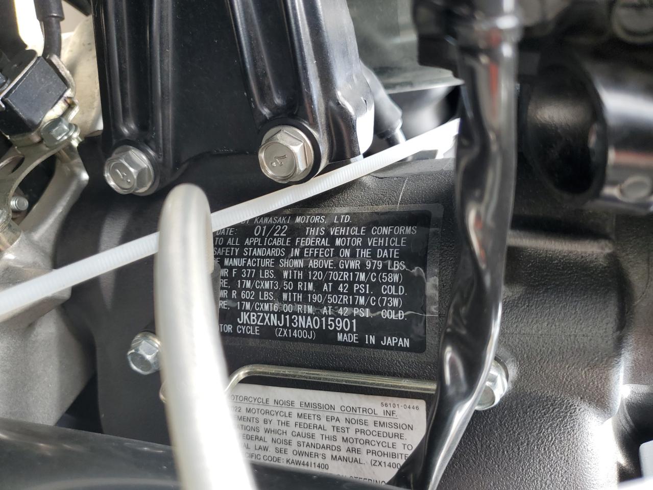 jkbzxnj13na015901 JKBZXNJ13NA015901 2022 Kawasaki Zx1400 J