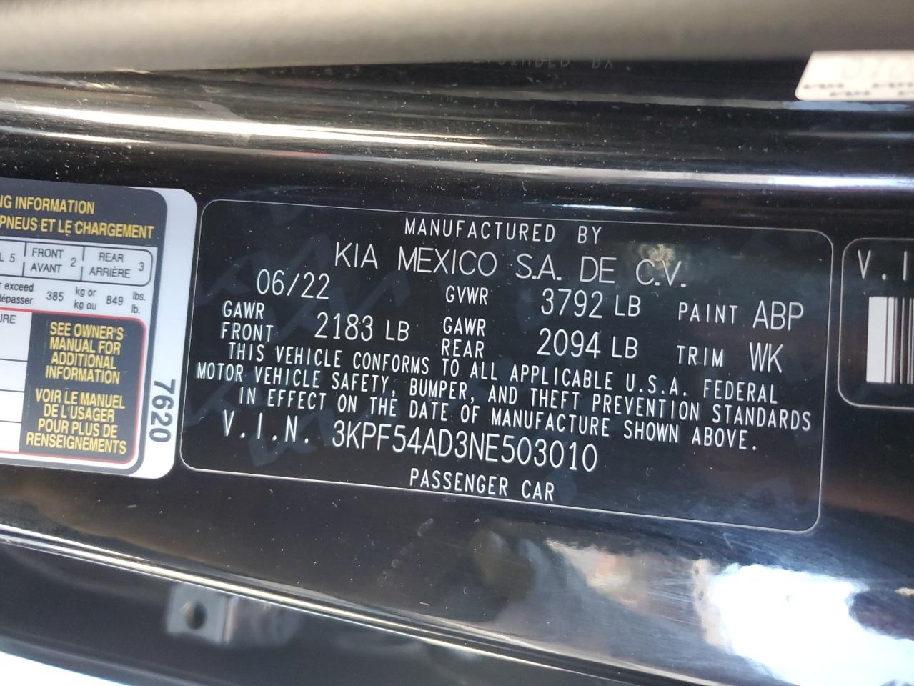 3kpf54ad3ne503010 3KPF54AD3NE503010 2022 Kia Forte Gt Line