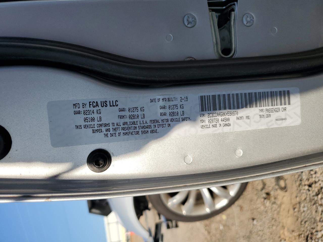2019 Chrysler 300 Touring VIN: 2C3CCAAG0KH590970 Lot: 64607505