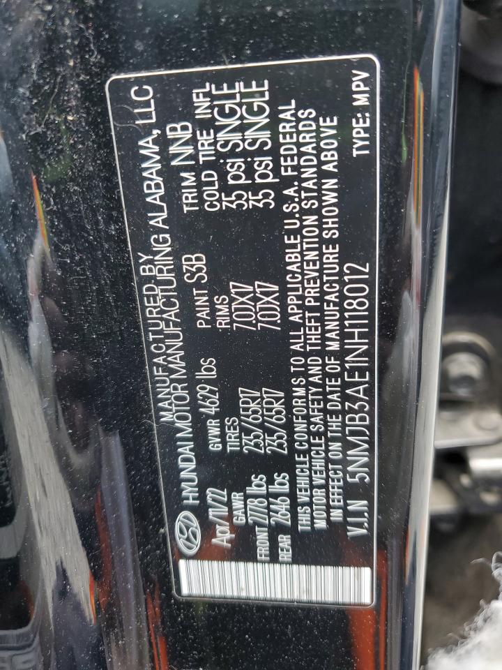 5nmjb3ae1nh118012 5NMJB3AE1NH118012 2022 Hyundai Tucson Sel