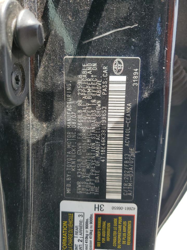 2008 Toyota Camry Ce VIN: 4T1BE46K38U199653 Lot: 65148755
