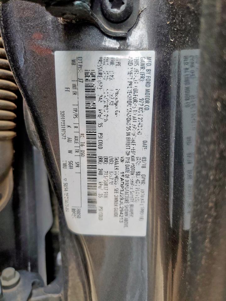 2018 Ford Focus Titanium VIN: 1FADP3J29JL294213 Lot: 62994865