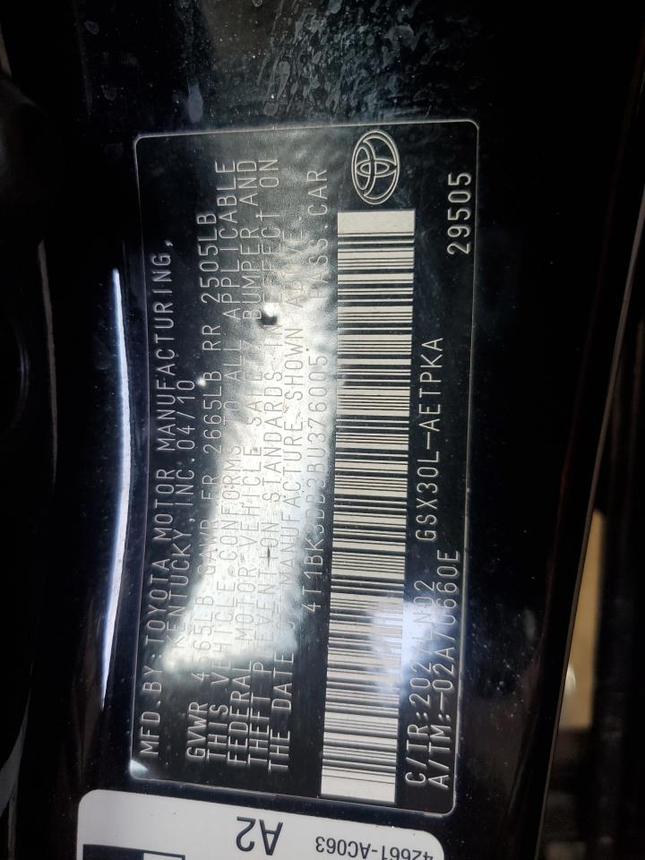 2011 Toyota Avalon Base VIN: 4T1BK3DB3BU376005 Lot: 61427465
