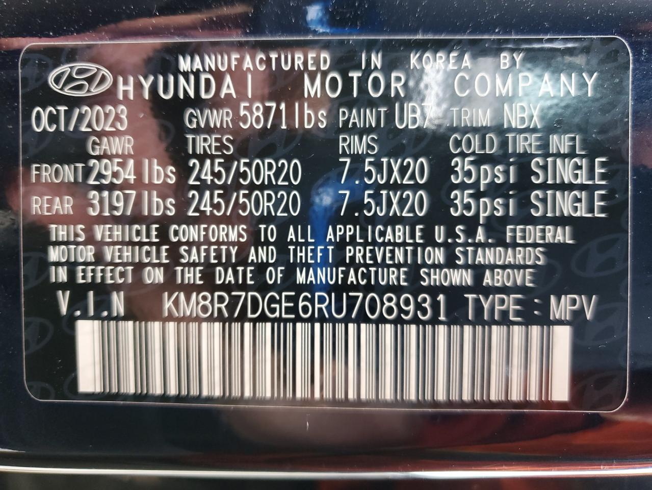 2024 Hyundai Palisade Calligraphy VIN: KM8R7DGE6RU708931 Lot: 64107345