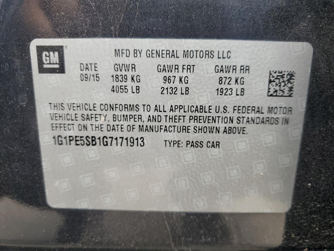 2016 Chevrolet Cruze Limited Lt VIN: 1G1PE5SB1G7171913 Lot: 65259115