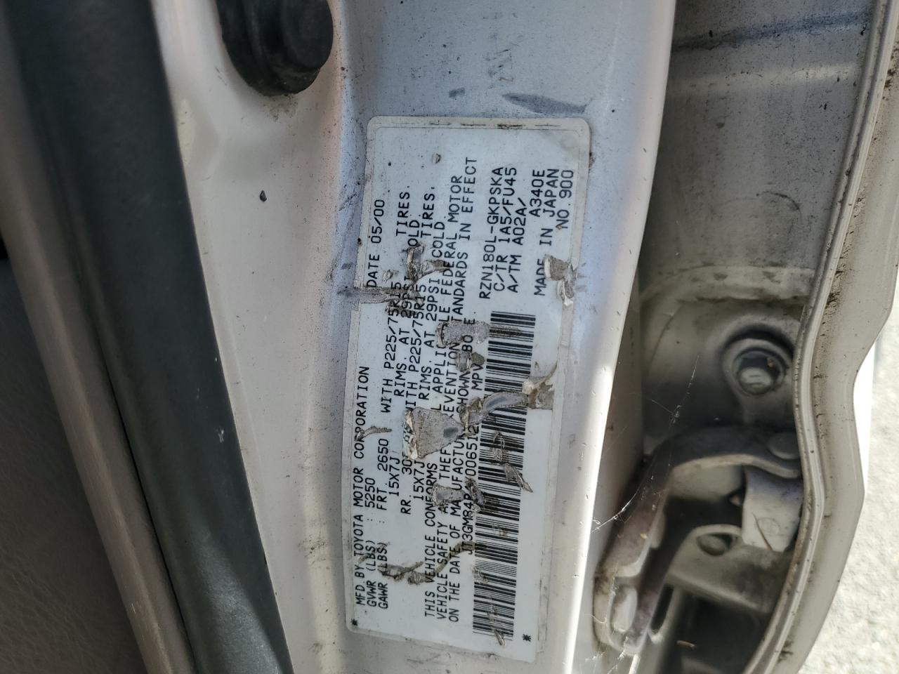 2000 Toyota 4Runner VIN: JT3GM84R4Y0065122 Lot: 62431215