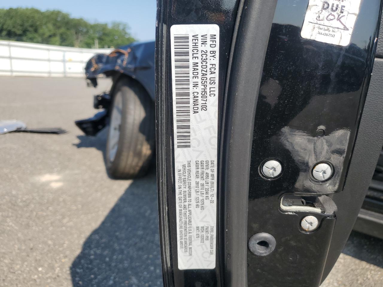 2023 Dodge Challenger Sxt VIN: 2C3CDZAG5PH507102 Lot: 65127455