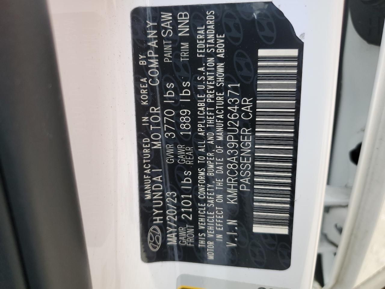2023 Hyundai Venue Sel VIN: KMHRC8A39PU264371 Lot: 64914105