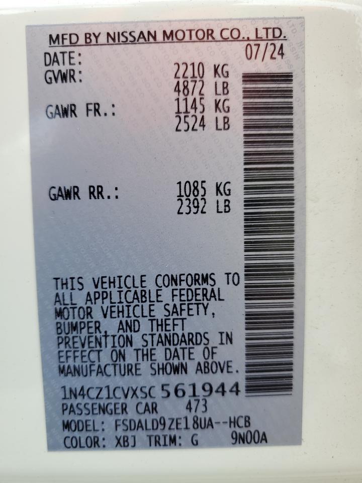 2025 Nissan Leaf Sv Plus VIN: 1N4CZ1CVXSC561944 Lot: 65093795