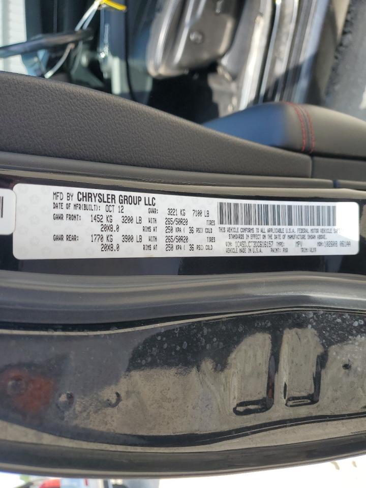 2013 Dodge Durango R/T VIN: 1C4SDJCT3DC616157 Lot: 64488295
